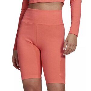 Adidas Womens Ribbed Bike Short Leggings HF2106 Bright Coral Pink Size XS XSmall